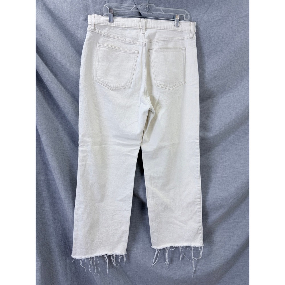 Abercrombie &‎ Fitch The 90s Relaxed Jean High Rise Cream Raw Hem 32 / 14 Short - Picture 5 of 9